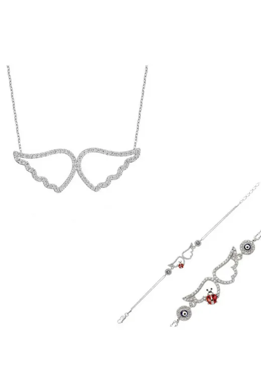 Pazarcan g-hsST2610056 Gümüş Melek Kanadı Set