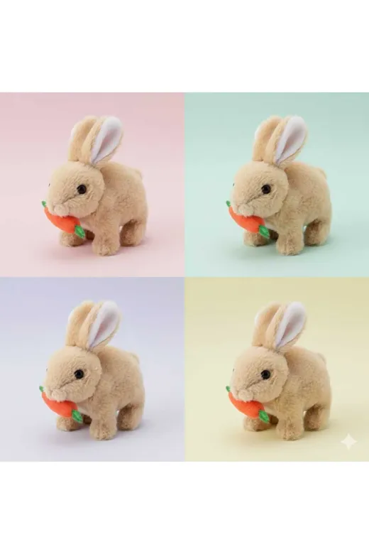 peluş 12235 Tinyjoy Zıplayan Kulakları Işıklı Sesli Tavşan, Pilli Hediyelik Oyuncak