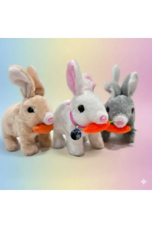 peluş 12235 Tinyjoy Zıplayan Kulakları Işıklı Sesli Tavşan, Pilli Hediyelik Oyuncak