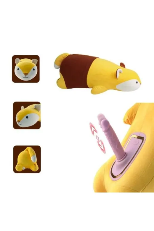 Peluş Tilki Görünümlü Hareketli Isıtmalı Dildo Vibratör