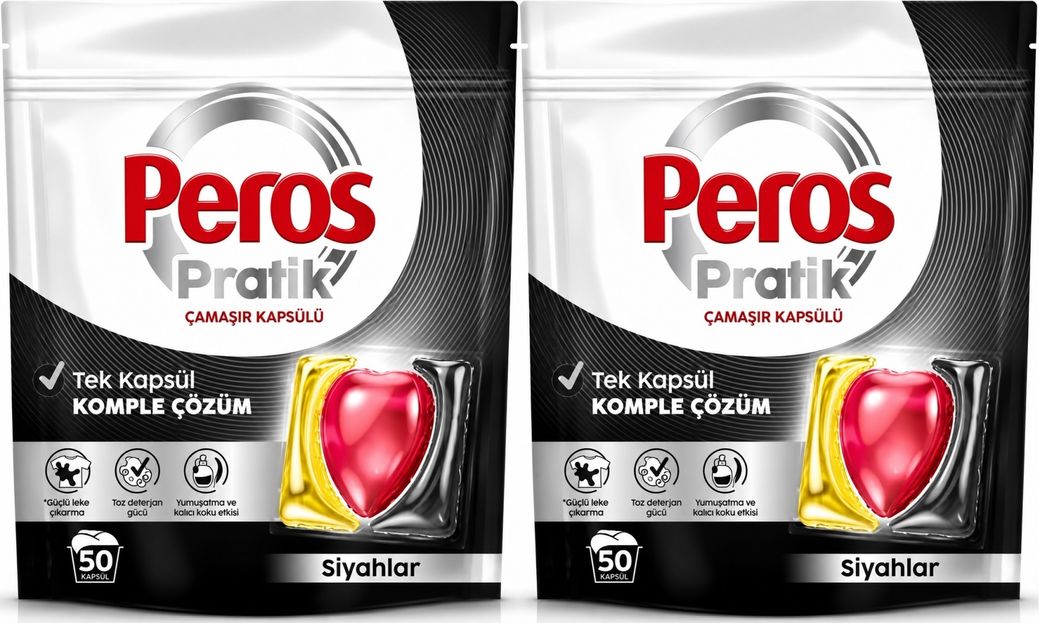 Peros Pratik Matik Çamaşır Deterjanı Kapsülü - Tableti 100 Adet Siyahlar (Avantaj Pk)