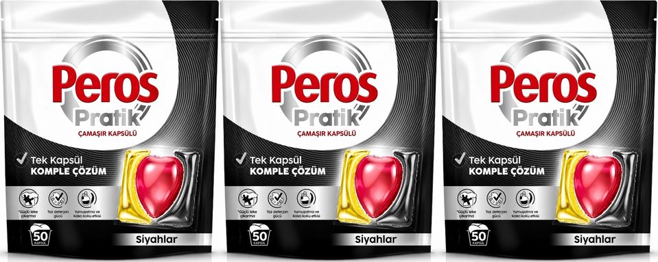 Peros Pratik Matik Çamaşır Deterjanı Kapsülü - Tableti 150 Adet Siyahlar (Avantaj Pk)