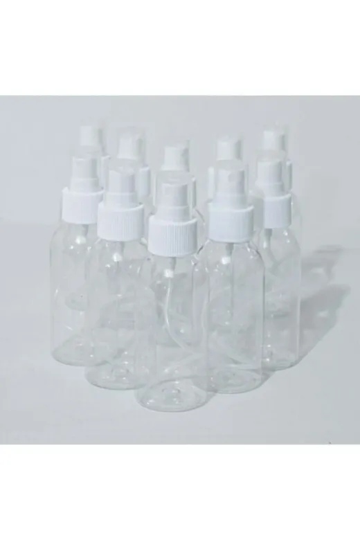 Petçi cam salih 86974317449484 Sprey Başlıklı 100 Ml Boş Pet Şişe 5 Adet Sağlam Sert Plastik Kolonya Parfüm Şişesi