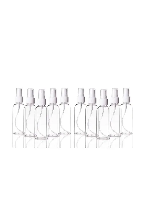 Petçi cam salih OtelBukleti-2542 12 Adet Sert Plastik 100Ml Boş Sprey Kolonya Dezenfektan Şişesi