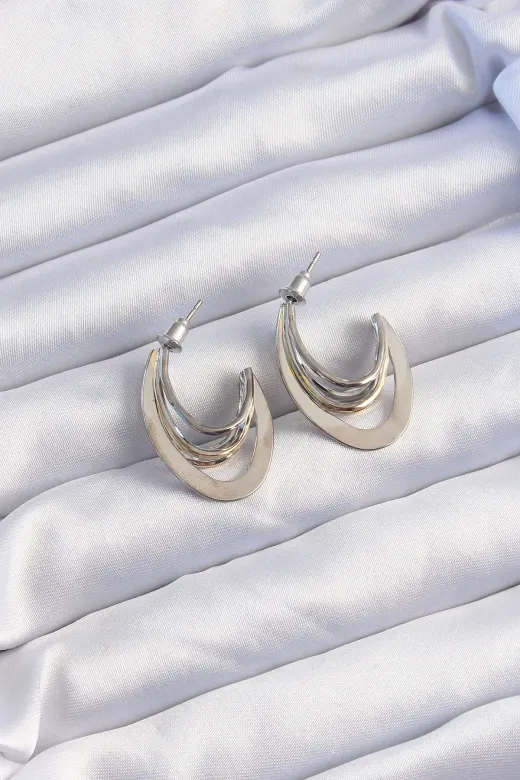 Pirinç Gold Gümüş Renkli Düz Plaka Halka Küpe TJ-BKP9229