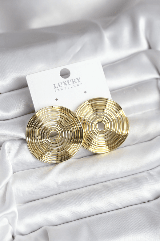 Pirinç Gold Renk Circle Model Kadın Küpe