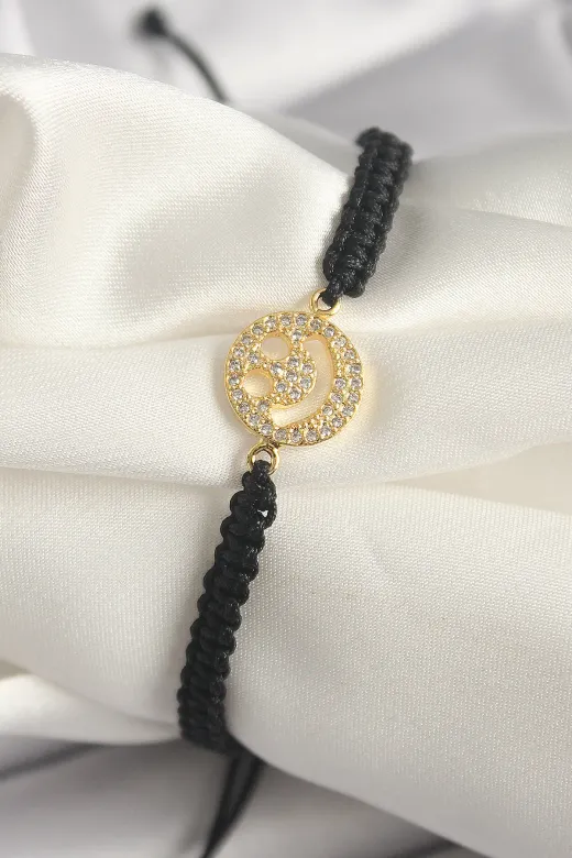 Pirinç Gold Renk Zirkon Taşlı Taç Figür Asansörlü Makrome Model Kadın Bileklik TJ-BB6797