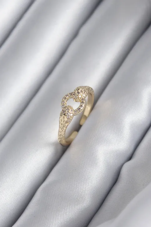 Pirinç Gold Renk Zirkon Taşlı Yılan Model Kadın Yüzük TJ-BYK2923