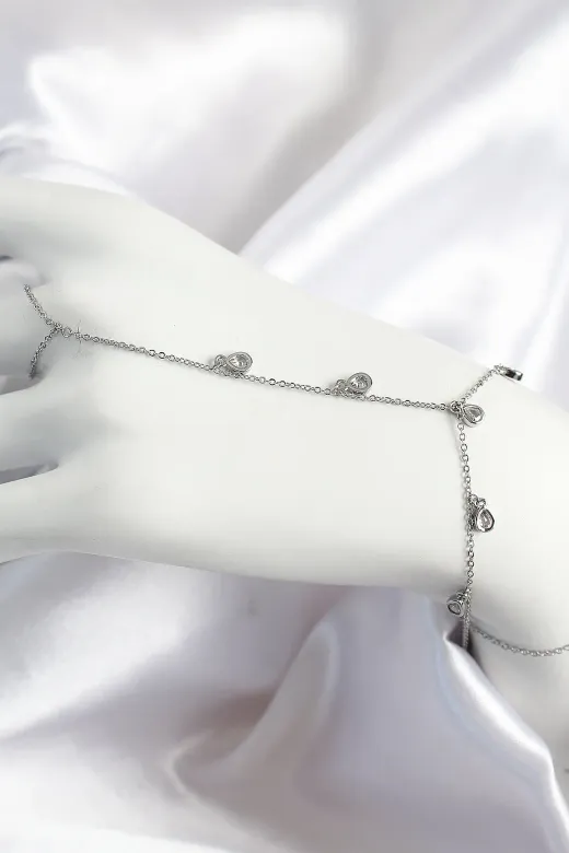 Pirinç Zirkon Taşlı Sallantılı Damla Model Gümüş Renk Kadın Şahmeran TJ-SN704