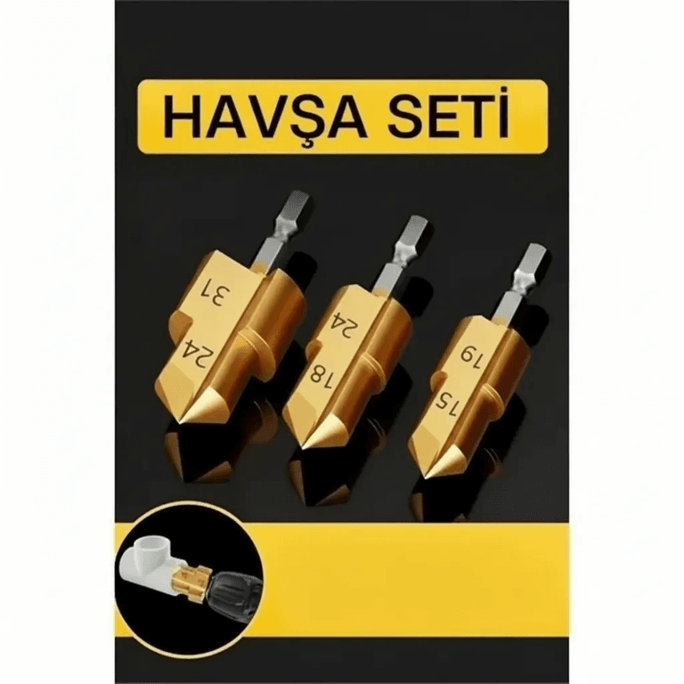 Plastik Boru Kalemtraş Kademeli Boru Açma Pvc Pprc Boru Tamir Delme Genişletme Onarımı İçin 3lü Havşa Seti