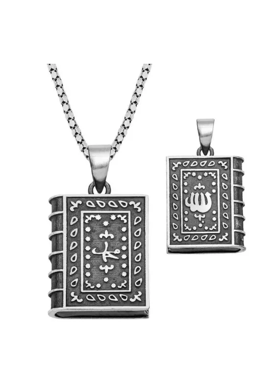 playzone GMS_T7481 Gümüş Içi Açılabilen Allah Yazılı Muskalık Kolye