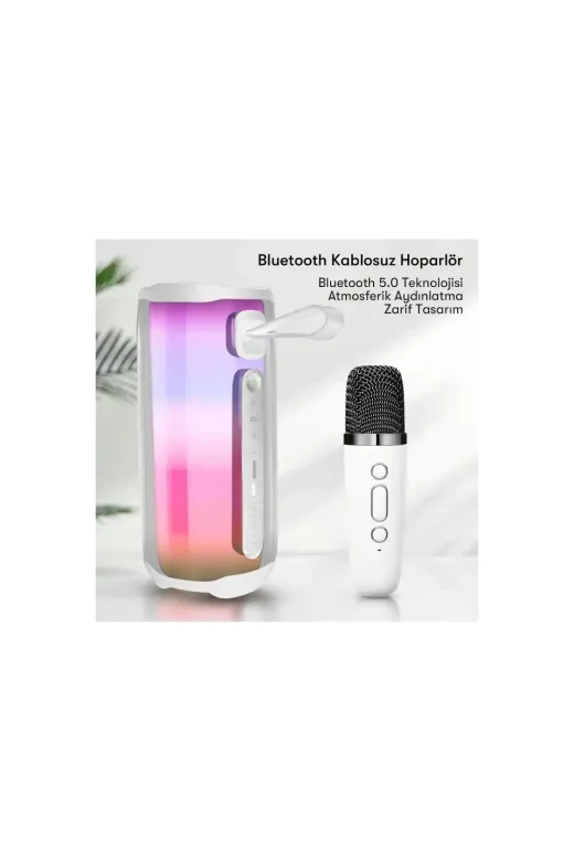 Pluse 5 Mikrofonlu RGB Kablosuz Hoparlör - Siyah