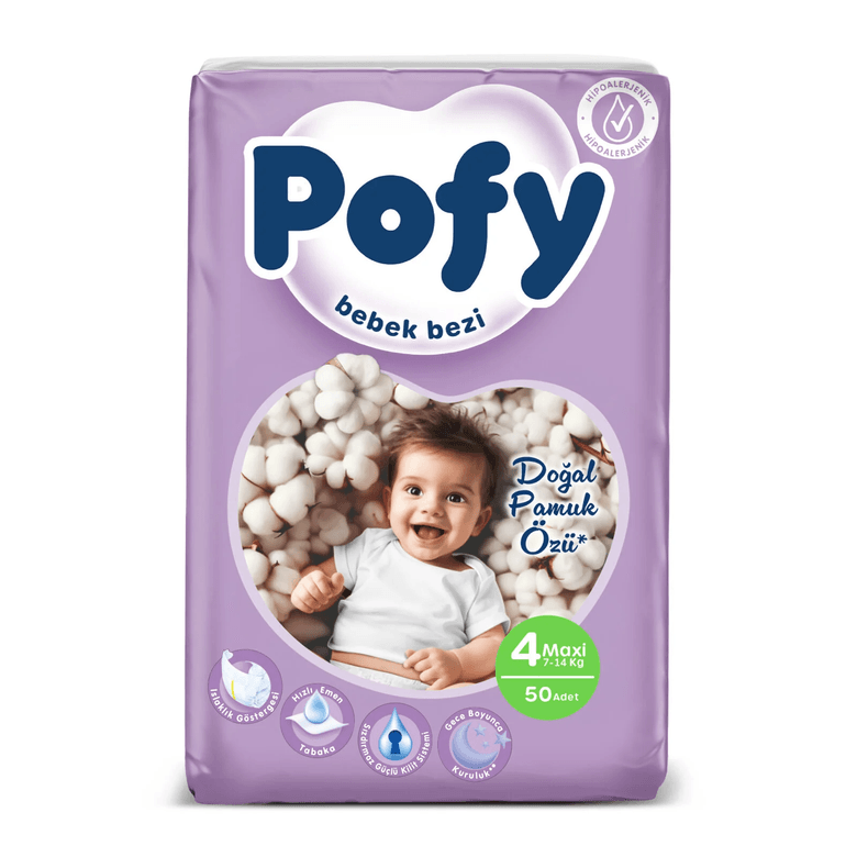 pofy 1014001 Maxi 4 Numara Bebek Bezi 7-14 Kg 50 Adet