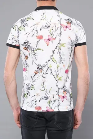 Polo Yaka Çiçek Desenli T-shirt - Wessi