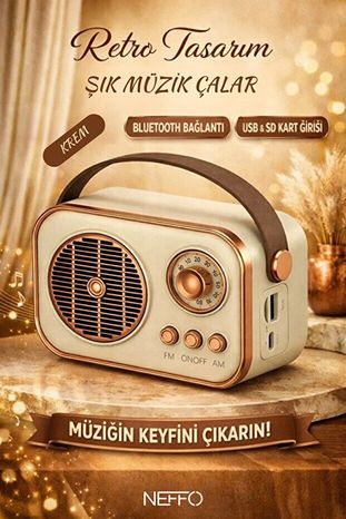 Portable M4 retro Retro Bluetooth Hoparlör - Radyo Görünümlü Taşınabilir Speaker M4 Yüksek Ses Kaliteli Ses Bombası