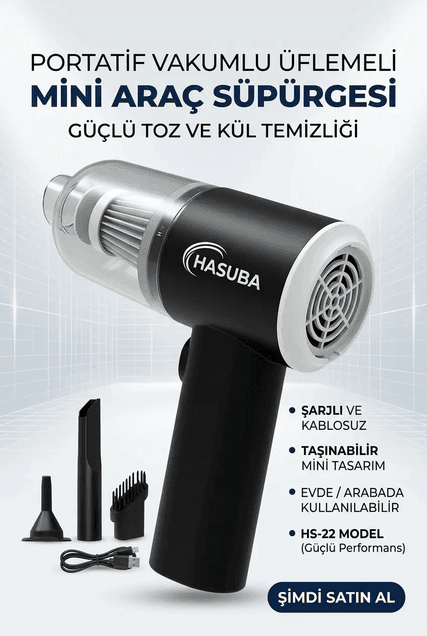 Portatif Oto Süpürgesi Mini Araç İçi El Süpürgesi Kompakt Temizlik Cihazı Modeli