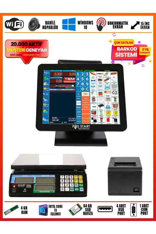 POS START 1000421 Manav Barkod Sistemi | Klasik Set