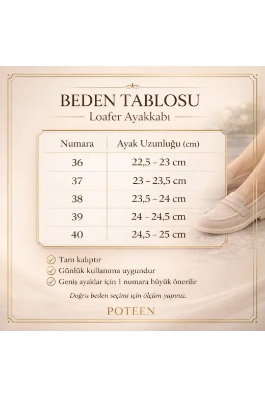 POTEEN Gigi Kadın Süet Günlük Loafer Babet Şık Rahat Ayakkabı C323-Kahve