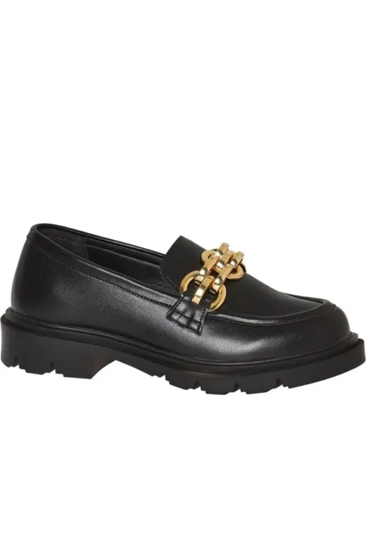 POTEEN PTC-2352 Kadın Ayakkabı Siyah Loafer Makosen Ayakkabı