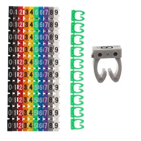 Powermaster 0-9 Dijital Kodlu Renkli Kablo İşaretleyici 2,5mm (100lü Paket)