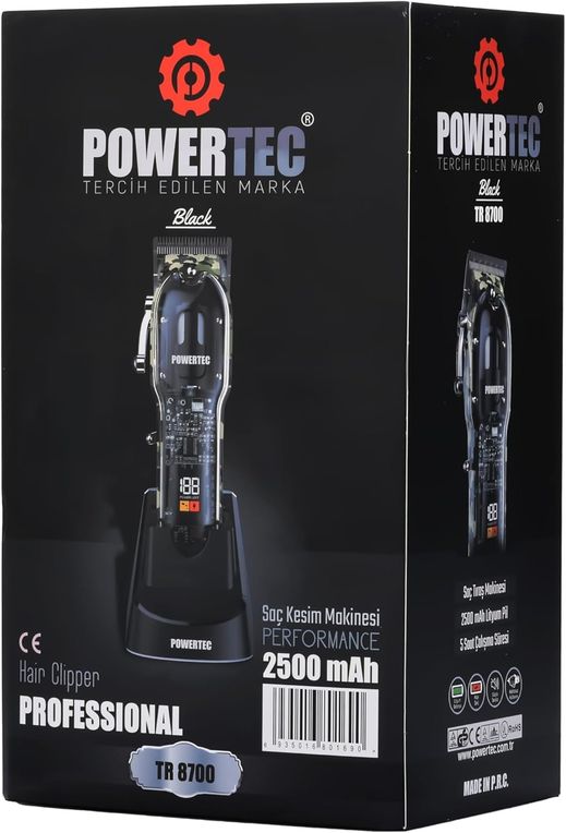 Powertec TR-8700- Tr-8700 Saç Sakal Tıraş Makinesi Siyah Renk