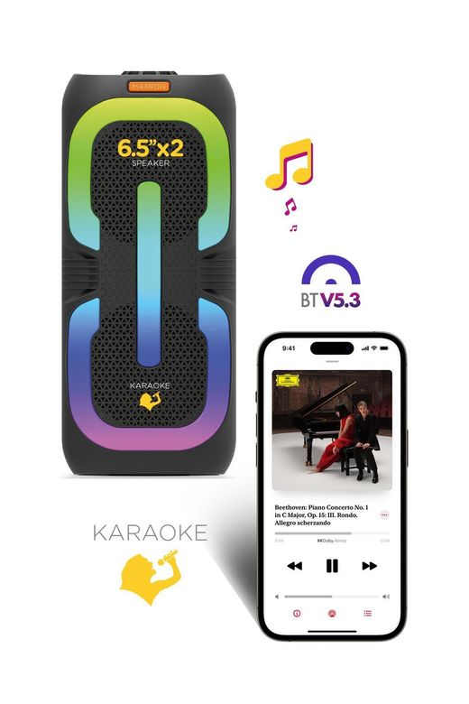 Powerway Maxron Mxtune 16W Bluetooth Hoparlör Led Işıklı Ses Sistemi Parti Speaker Karaoke Özellikli