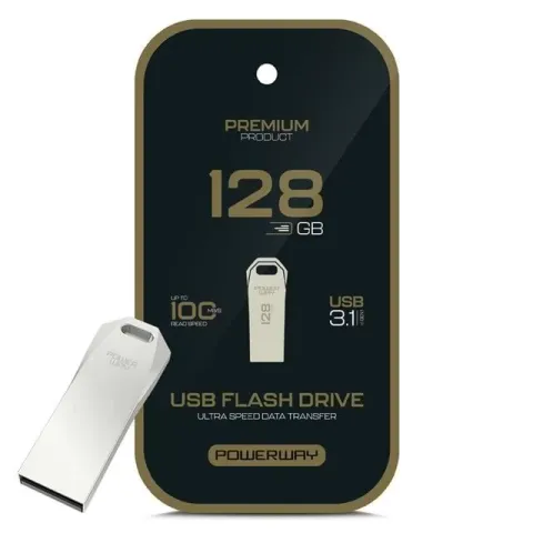 Powerway Premium 128 Gb 100mb/s Ultra Hızlı Usb 3.1 Metal Silver Flash Bellek