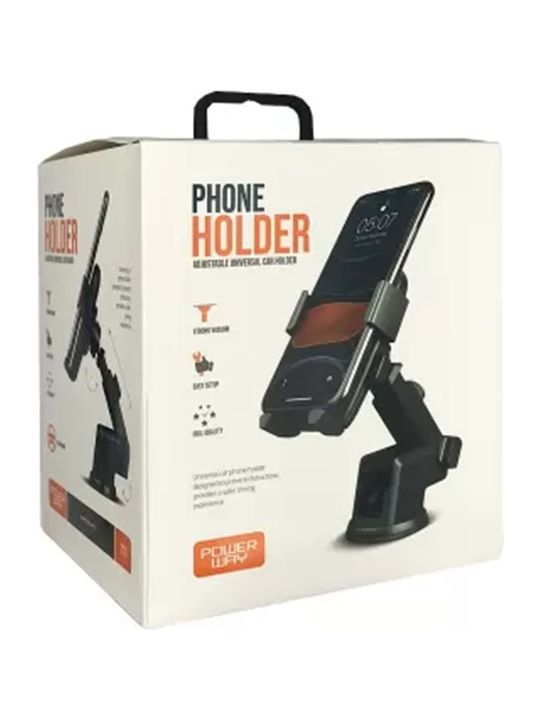Powerway Tt13 Torpido Üstü Ve Ön Cam Teleskopik Araç İçi Telefon Tutucu Karbon Fiber Telefon Tutucu