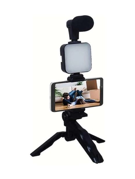 PRATİKOBA 94876378 Telefon Tutucu Mikrofonlu Işıklı Youtuber Video Kayıt