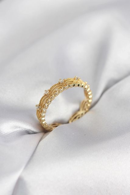 PRATİKOBA MEYEB698db32629c733025202cc79-BLMY Mey İthalat Gold Renk Motif Desenli Zirkon Taşlı Kadın Yüzük Çok Renkli