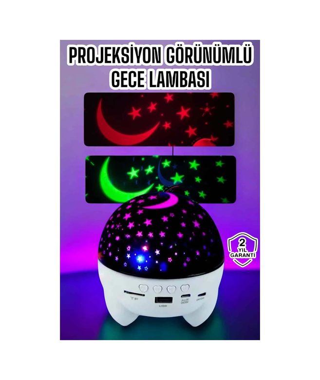 PRATİKOBA MEYTDUCZYL666STAR2-BLMY Mey İthalat Gece Lambası Renkli Yıldızlı Gökyüzü Projeksiyon Gece Tavan Yansıtma Çok Renkli