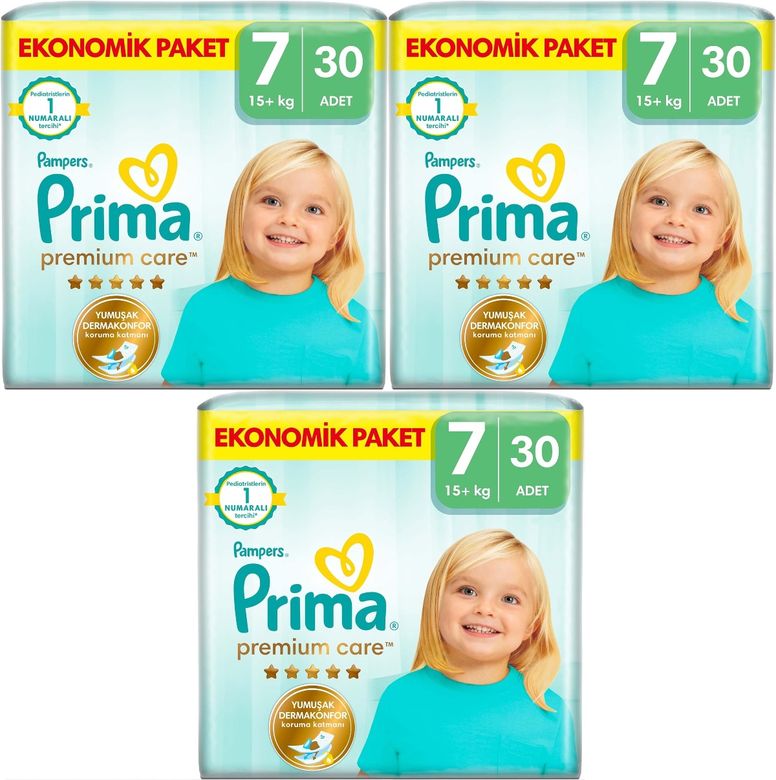 Premium Care Bebek Bezi Beden:7 (15+KG) XXX Large 90 Adet Ekonomik Fırsat Pk