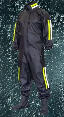 Premium Motorcu Kurye Yağmurluk Takım Su Geçirmez PVC Kumaş Reflektörlü TÜBİTAK Onaylı - Siyah - M - Siyah