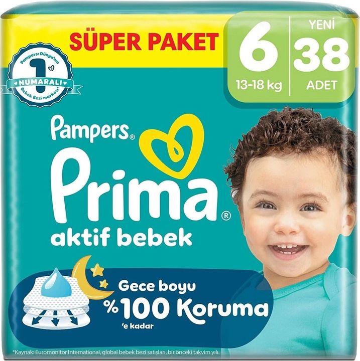Prima Bebek Bezi 6 Beden 13-18 KG Extra Large 38 Adet Süper Pk