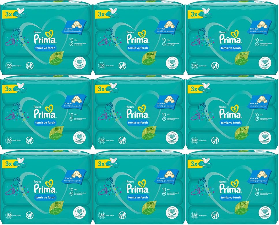 Prima Islak Havlu Mendil Temiz ve Ferah (Bitki Bazlı) 27 Li Set (9PK*3) 1404 Yaprak