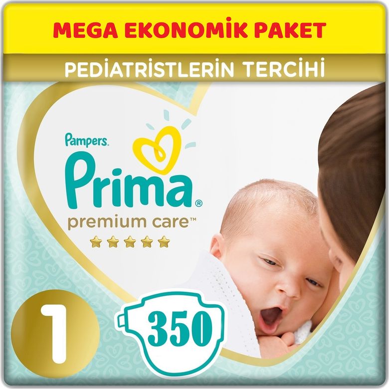 Prima Premium Care Bebek Bezi 1 Beden 2-5 KG Yeni Doğan 350 Adet Mega Ekonomik Pk