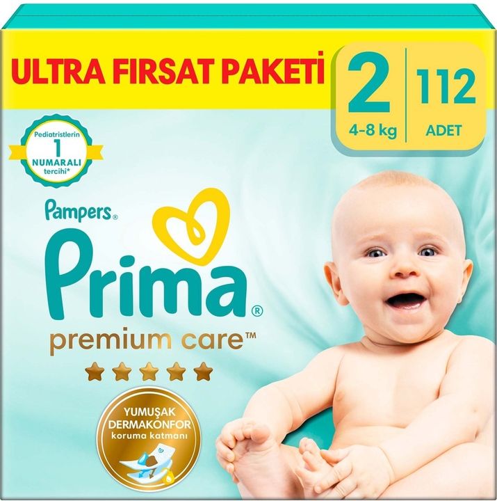 Prima Premium Care Bebek Bezi 2 Beden 4-8 KG Mini 112 Adet Utra Fırsat Pk