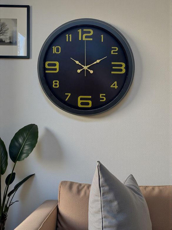Prime Black 40 cm Metal Modern Tasarım Duvar Saati