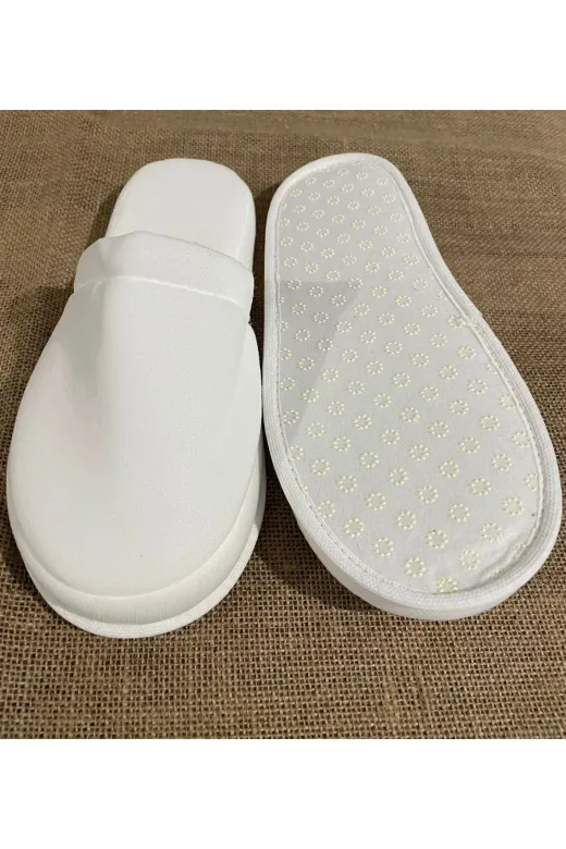 PRİVATE 8691738415025 25 Çift Çift Kat Polyester Havlu Süslenebilir Lohusa Terliği Kalın Sünger Taban Otel Banyo Terlik