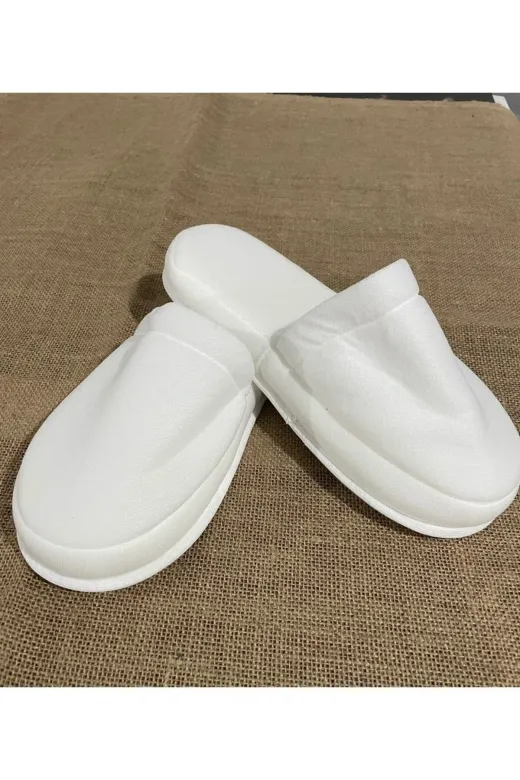 PRİVATE 8691738415100 100 Çift Çift Kat Polyester Havlu Süslenebilir Lohusa Terliği Kalın Sünger Taban Otel Banyo Terlik