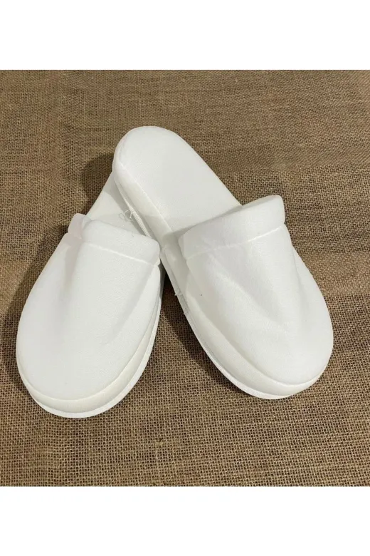 PRİVATE 8691738415100 100 Çift Çift Kat Polyester Havlu Süslenebilir Lohusa Terliği Kalın Sünger Taban Otel Banyo Terlik