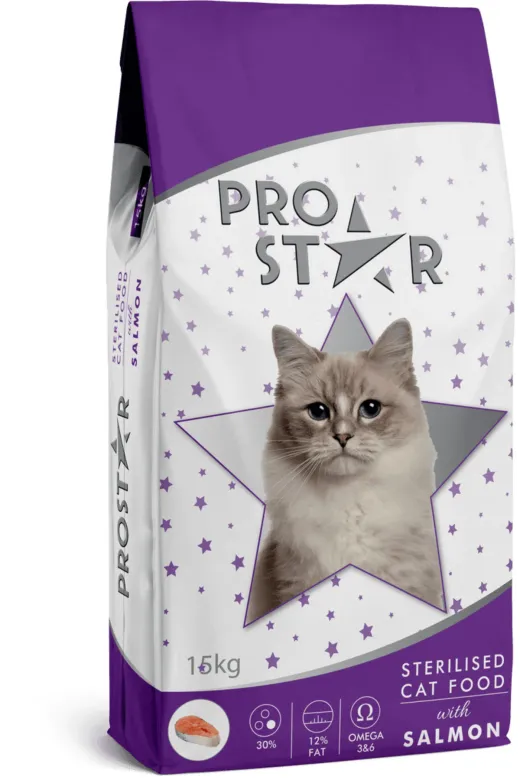 PRO STAR 74mamareyonu-15 Prostar Kisirlaştirilmiş Yetişkin Kedi Kuru Mamasi Somonlu 15 Kg