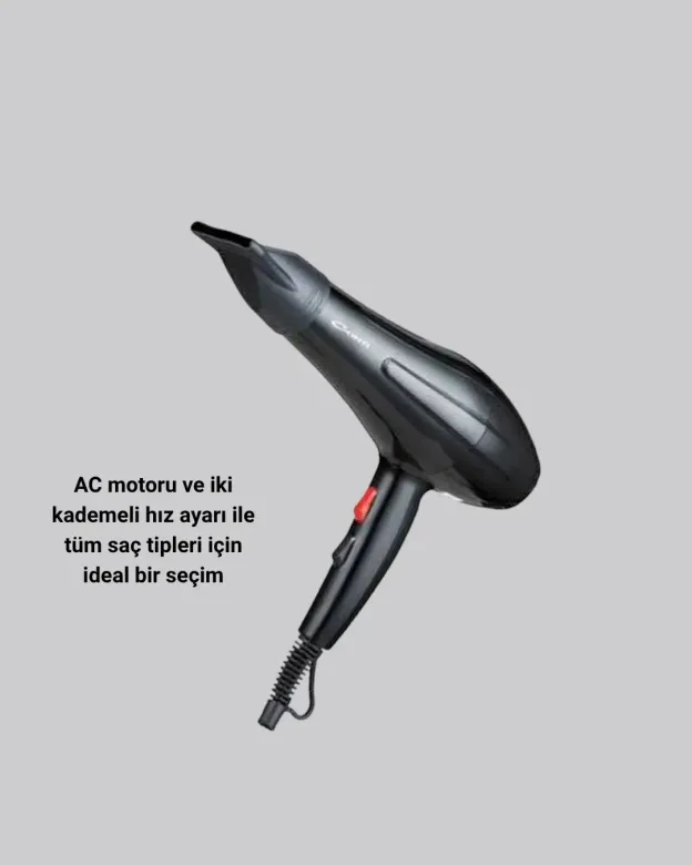 Profesyonel Saç Kurutma Makinesi – AC Motor, Soğuk Üfleme, 2 Hız Kademesi