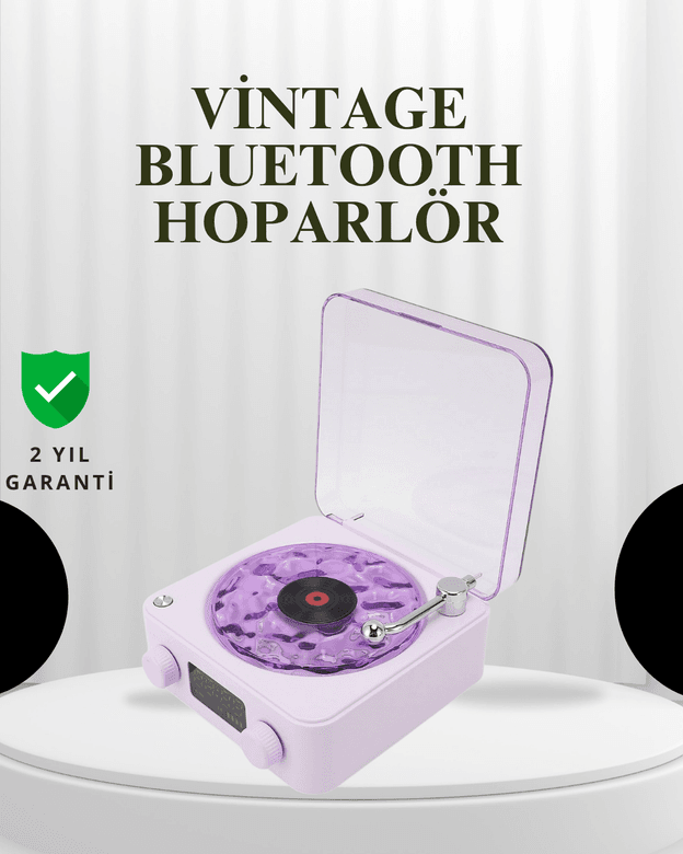 Projektörlü Gece Lambalı Retro Hoparlör – Taşınabilir Bluetooth Speaker