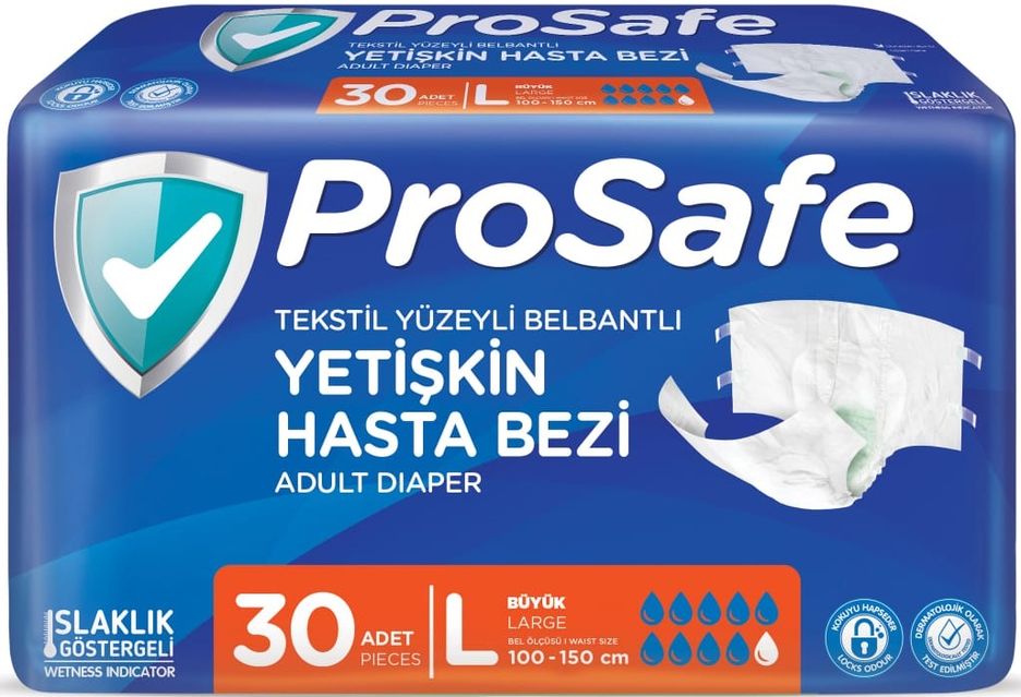 Prosafe Yetişkin Bezi Bel Bantlı Tekstil Yüzey L - Large - Büyük 30 Adet Tekli Pk