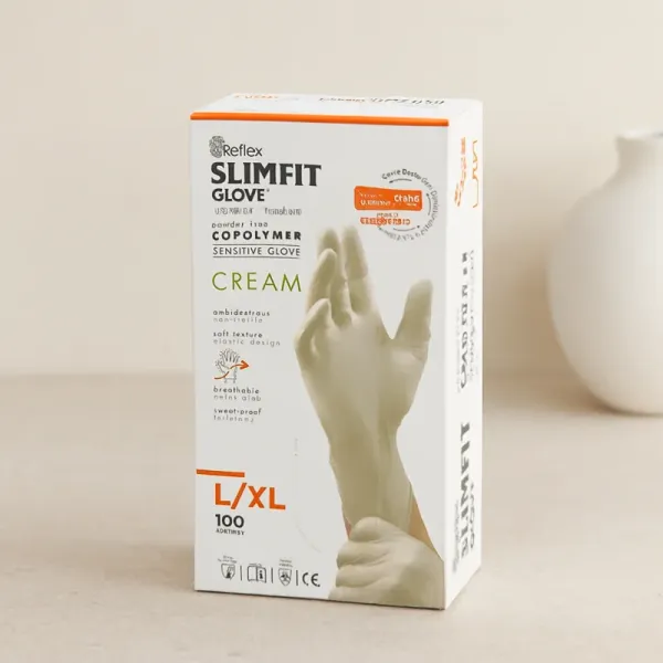 Pudrasız Slimfit Muayene Eldiveni L-XL Krem