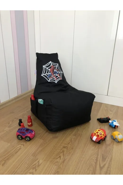 Pufumo SPIDERMANGRİ Spıderman Çocuk Armut Puf Koltuğu Siyah ( 1-8 Yaş )
