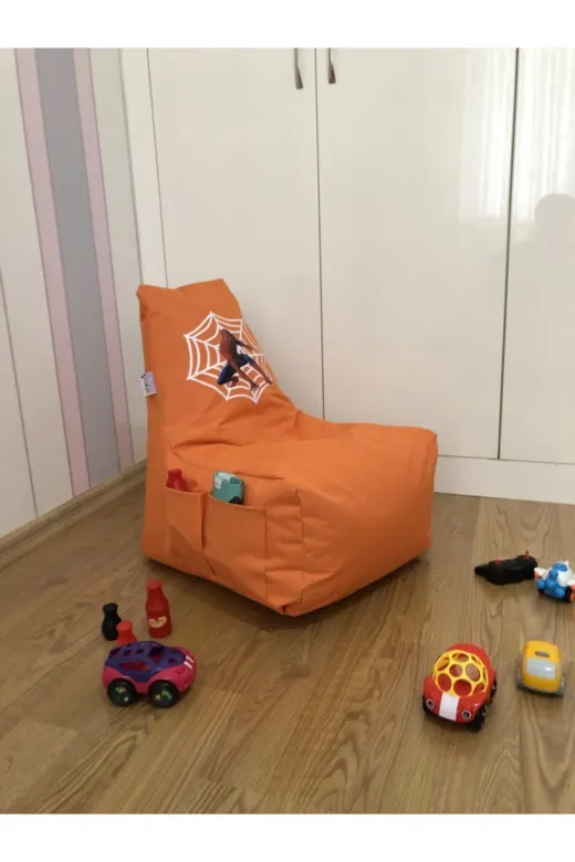 Pufumo SPIDERMANGRİ Spıderman Çocuk Armut Puf Koltuğu Turuncu ( 1-8 Yaş )