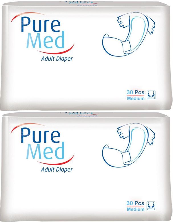 Puremed Yetişkin Bezi Bel Bantlı Tekstil Yüzey Medium M-Orta 60 Adet 2Pk x 30