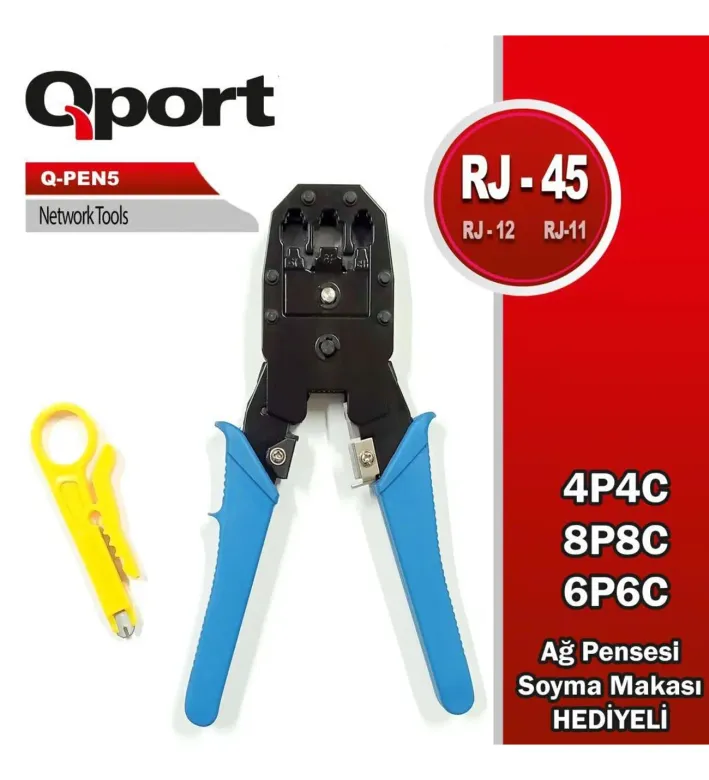 (Q-PEN5) RJ45/RJ11/RJ12 KABLO SIKMA PENSESI + KABLO SIYIRICI